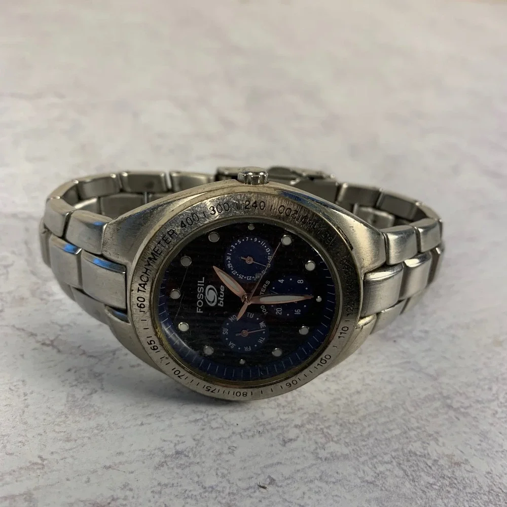 Fossil Blue Men's‎ Chronograph Tachymeter Blue Dial Stainless Steel Watch